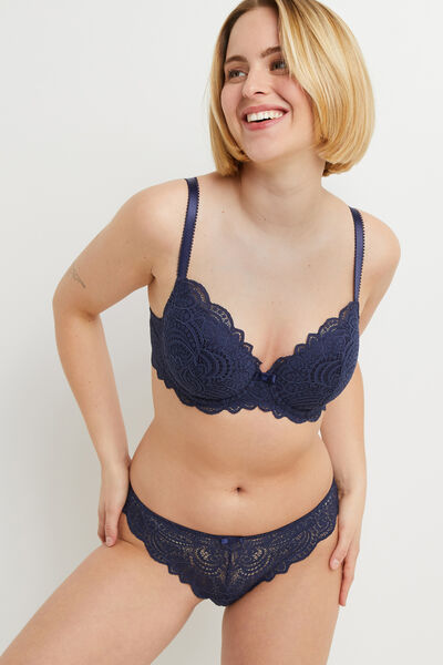 DENTELLE TANGA DENTELLE MARINE