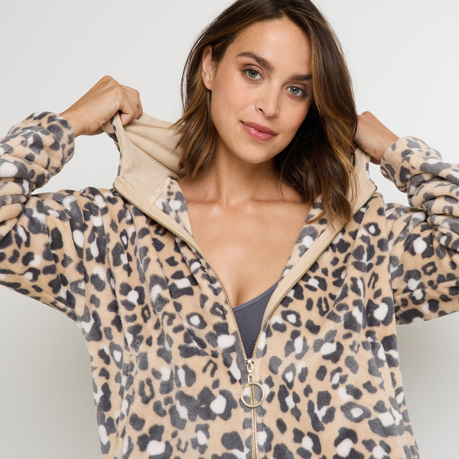 FEMMA VESTE FOURRURE MULTICO GRIS