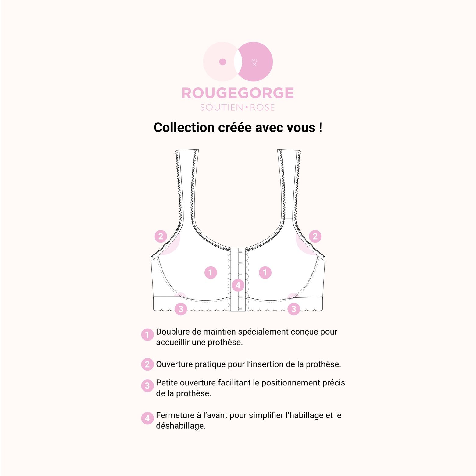BEN Soutien-gorge Post opératoire Brassière ROSE