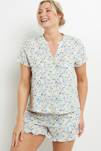 BEACH CHEMISE IMPRIME MULTICO BLEU