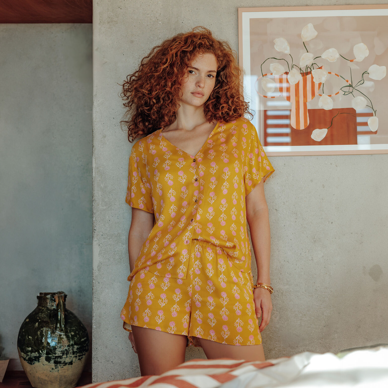 GABRIELLE PYJAMA 2 PIECES MULTICO JAUNE