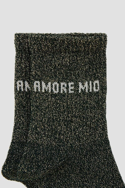 PAIRE DE CHAUSSETTES LUREX VERT FONCE