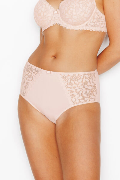 CULOTTE HAUTE MICRO DENTELLE POUDRE