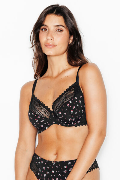 DOUCE SOUTIEN-GORGE EMBOITANT MICROFIBRE MULTICO NOIR