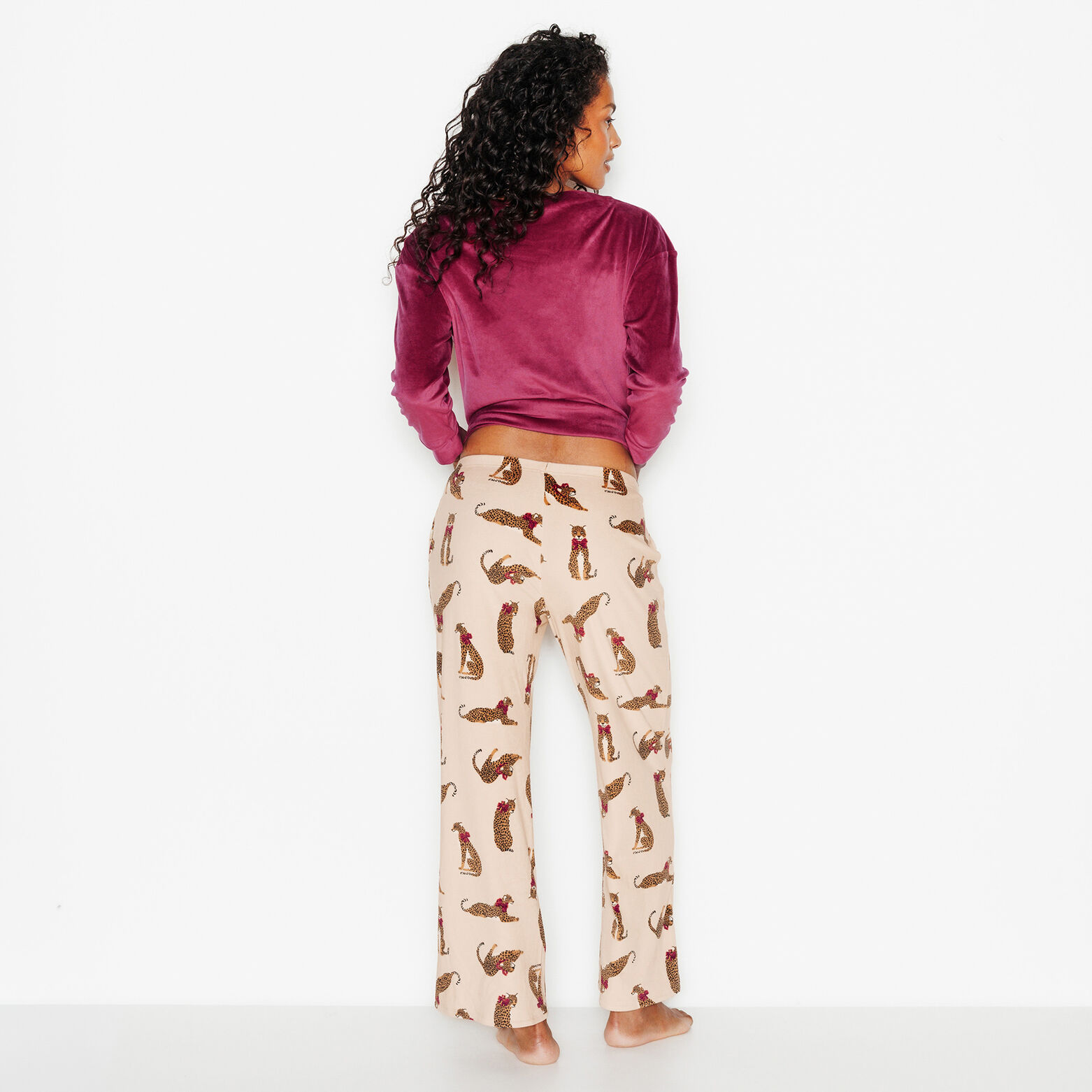 FLUFFY PANTALON DE PYJAMA VELOURS MULTICO ROUGE