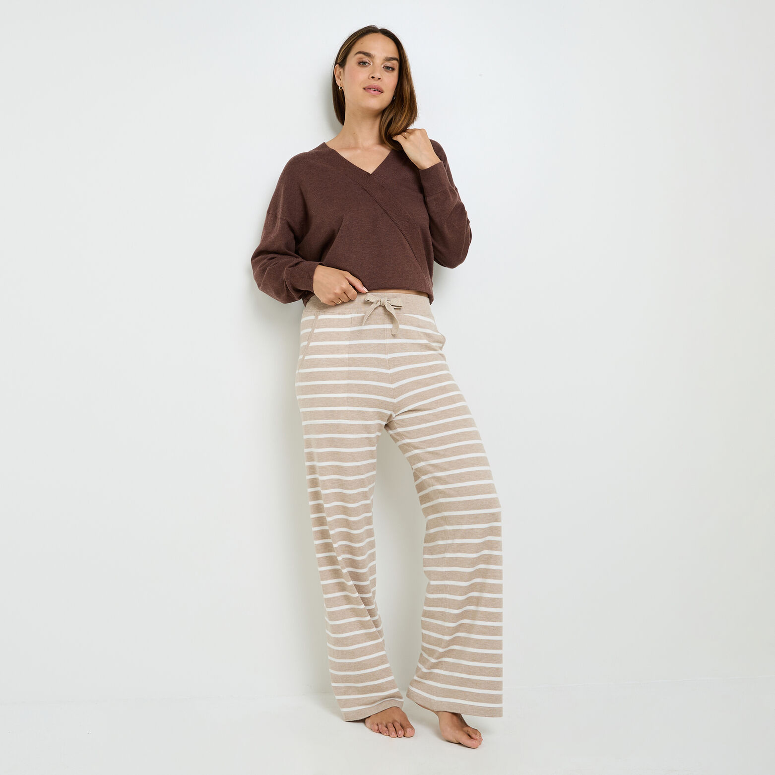 FEERIE PANTALON EN TRICOT BEIGE