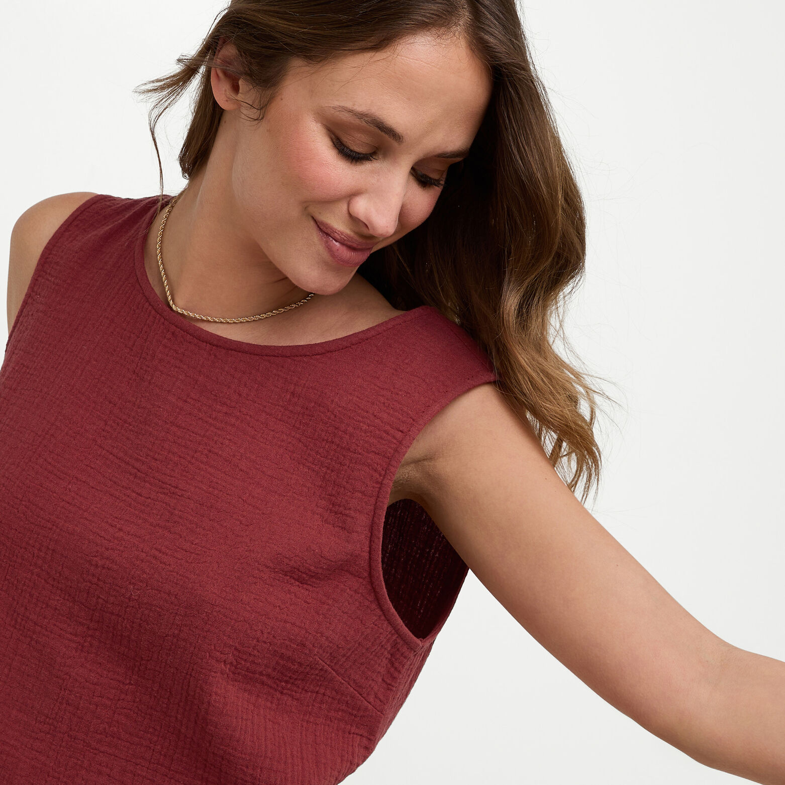 GOJI Top gaze de coton BORDEAUX