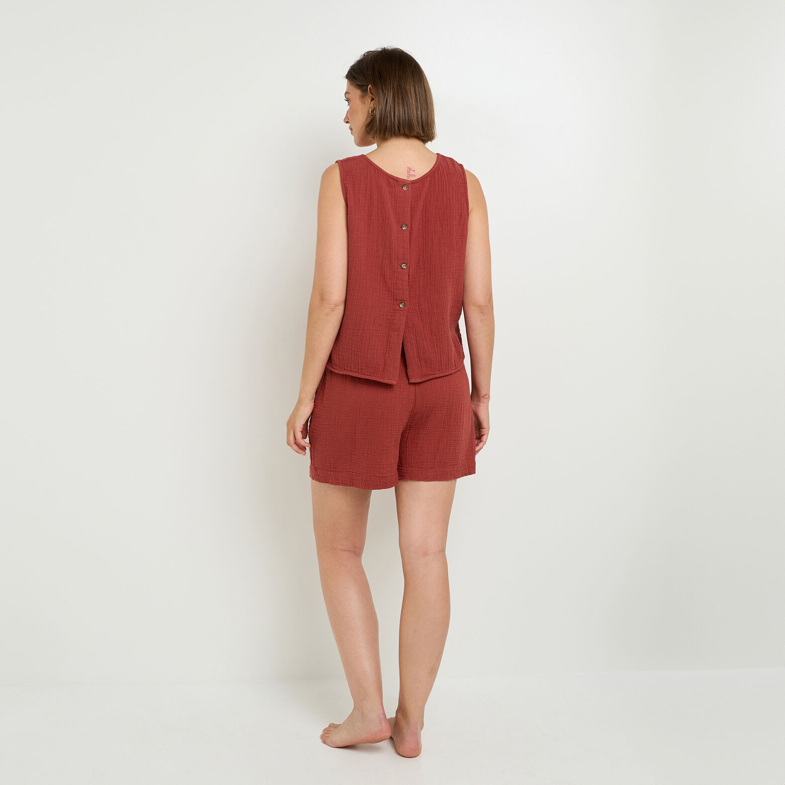 GOJI Short gaze de coton BORDEAUX