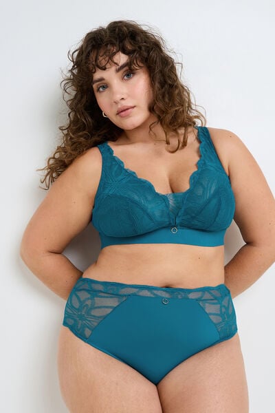 CULOTTE TAILLE HAUTE GRANDE TAILLE DENTELL TURQUOISE