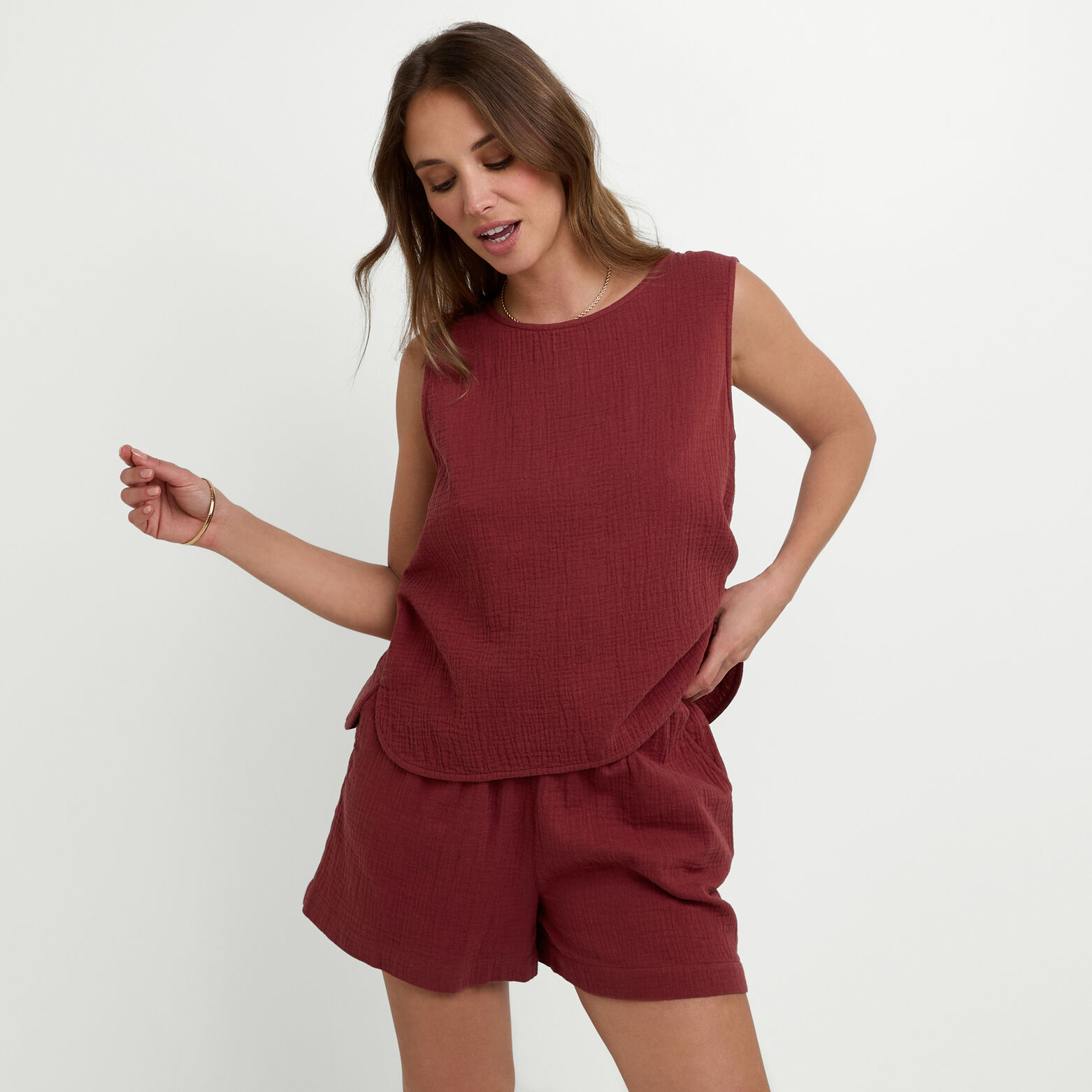 GOJI Top gaze de coton BORDEAUX