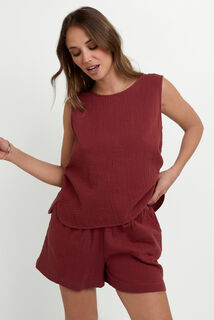 GOJI Top gaze de coton BORDEAUX