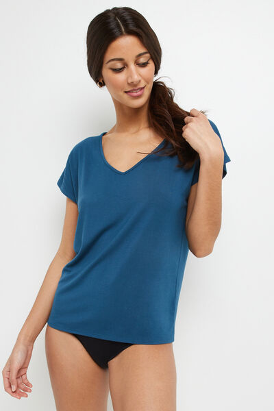 BAMBOU T-SHIRT MANCHES COURTES PETROLE