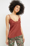 CARAMEL TOP BRETELLES SATIN ROUGE