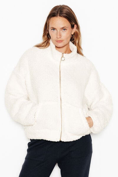 VESTE FOURRURE ECRU