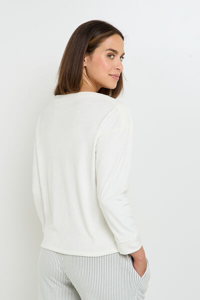 FLUFFY TEE-SHIRT MANCHES LONGUES ECRU