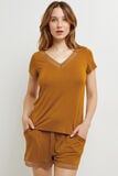 CAMILLE T-SHIRT MANCHES COURTES VISCOSE OCRE