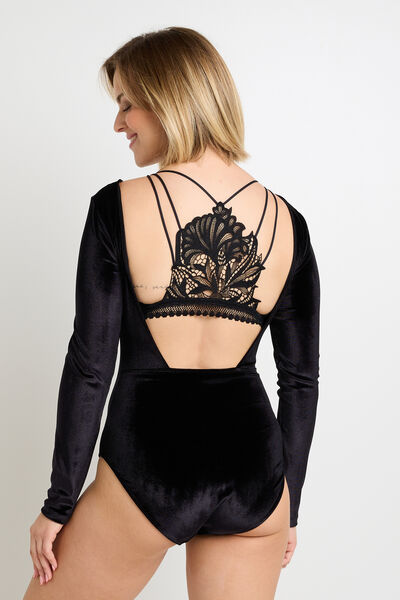BODY MANCHES LONGUES VELOURS NOIR