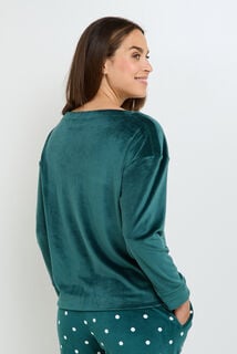 FLUFFY TEE-SHIRT MANCHES LONGUES VERT FONCE