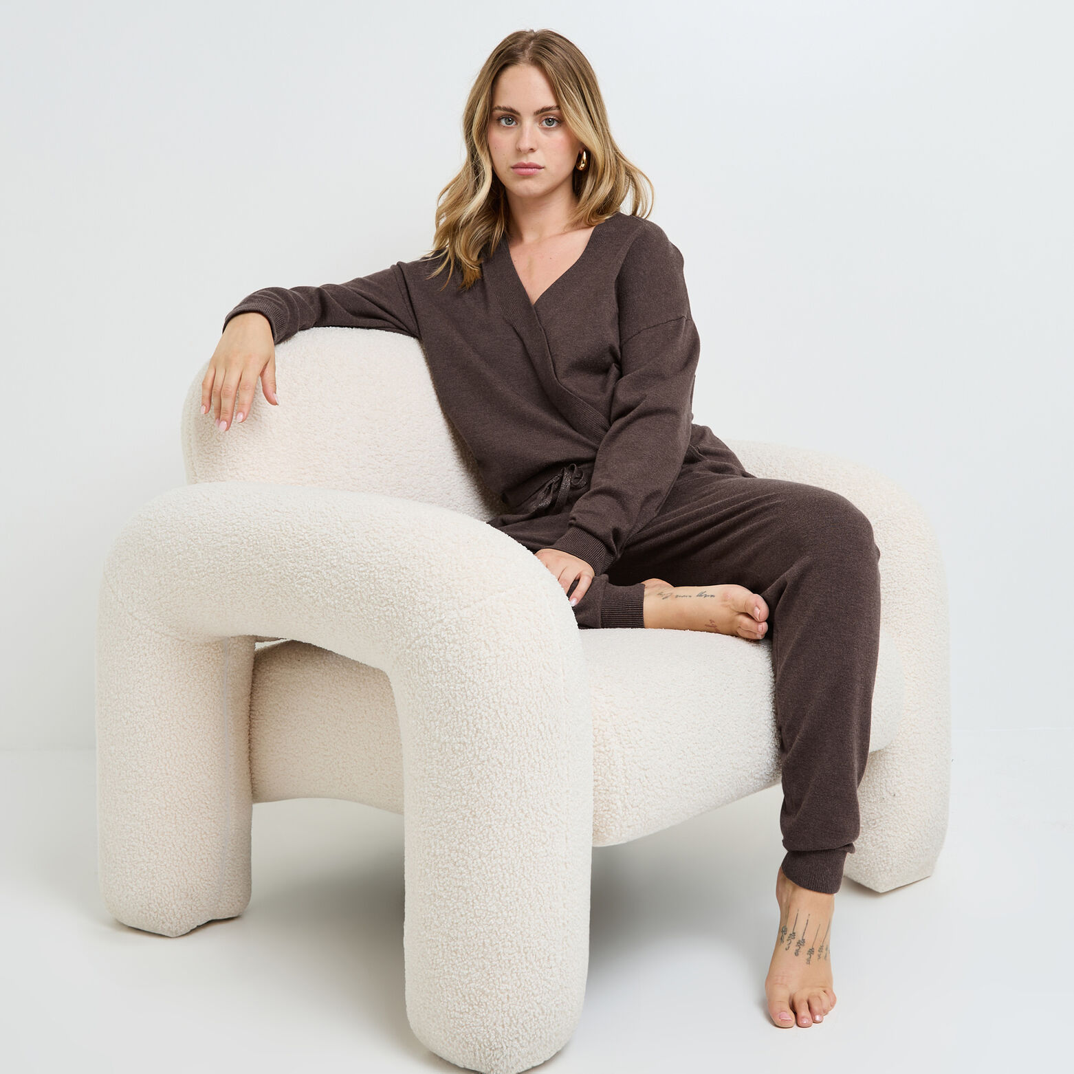 FEERIE PANTALON EN TRICOT MARRON