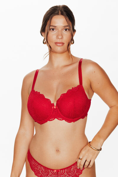 DENTELLE SOUTIEN-GORGE AMPLI DENTELLE ROUGE