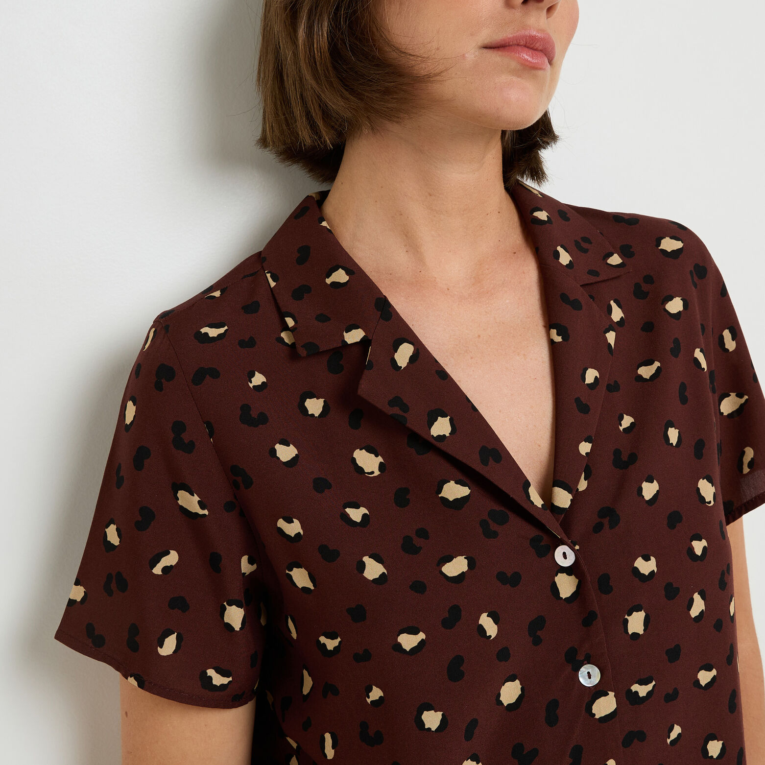 HAYA CHEMISE MANCHES COURTES MULTICO MARRON