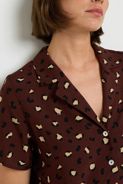 CHEMISE MANCHES COURTES MULTICO MARRON