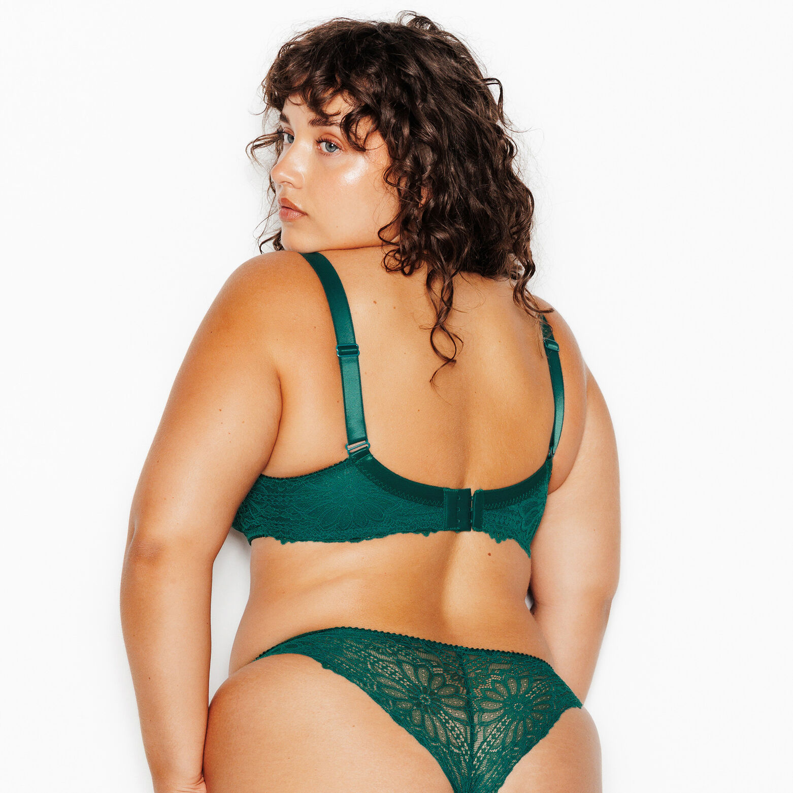 JANNEL SOUTIEN-GORGE AMPLIFORME DENTELLE VERT FONCE