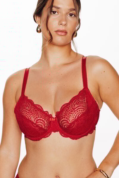 DENTELLE SOUTIEN-GORGE EMBOITANT DENTELLE ROUGE