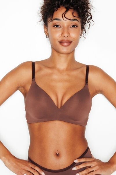 SOUTIEN-GORGE SANS ARMATURES AMPLI MICROFI MARRON