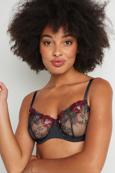SOUTIEN-GORGE CORBEILLE GRIS/ROUGE