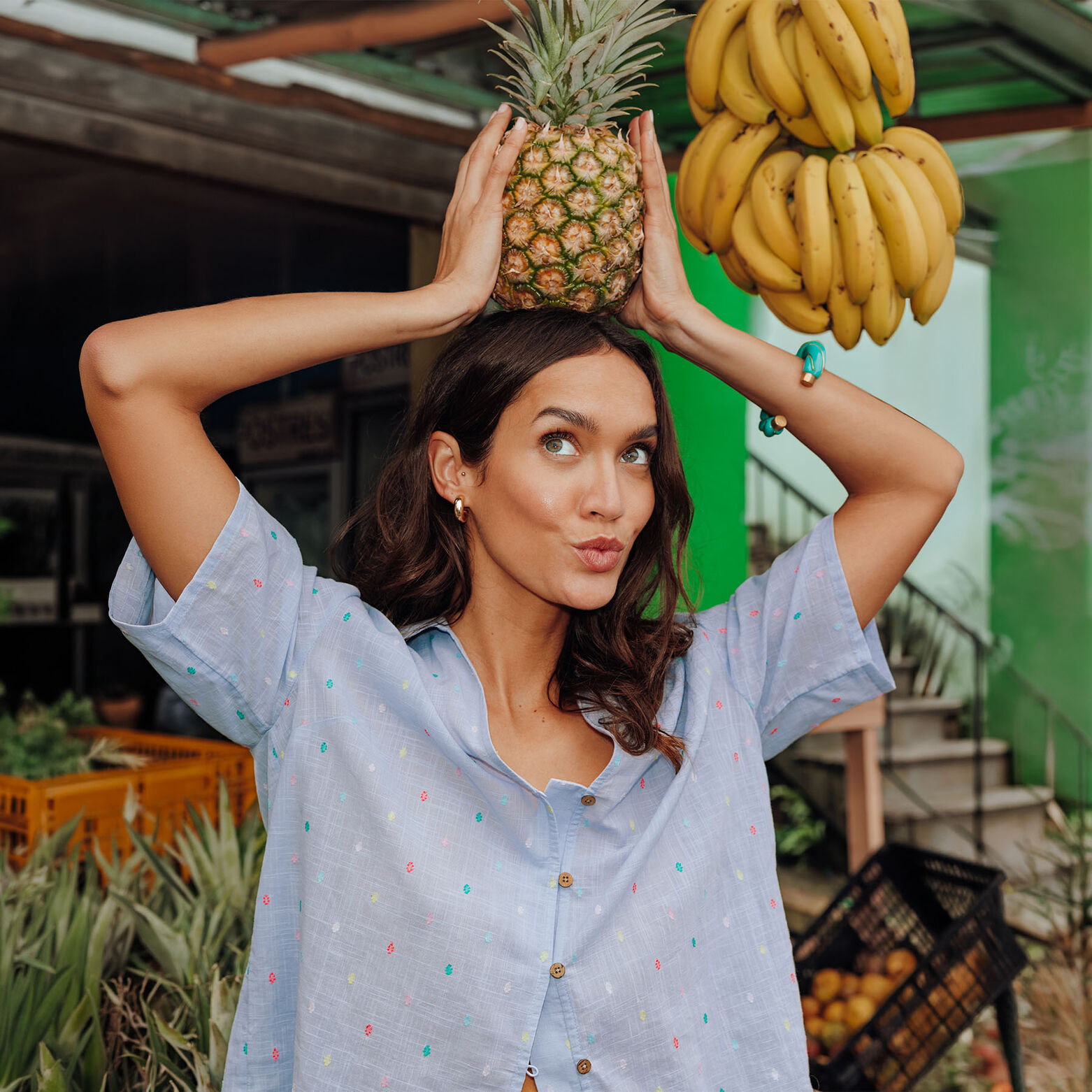 INDIGO CHEMISE MANCHES COURTES MULTICO BLEU