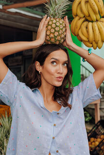 INDIGO CHEMISE MANCHES COURTES MULTICO BLEU