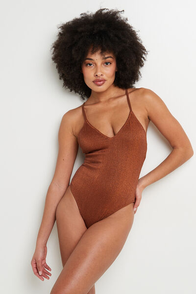 MAILLOT DE BAIN 1 PIECE TRIANGLE MARRON