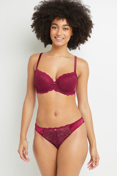 TANGA DENTELLE BORDEAUX