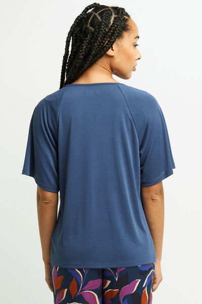 TEE-SHIRT MANCHES COURTES SATIN MARINE