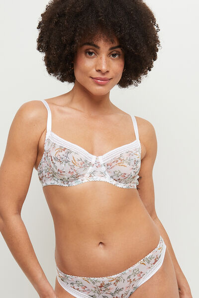 SOUTIEN-GORGE CORBEILLE IMPRIME MULTICO BLANC