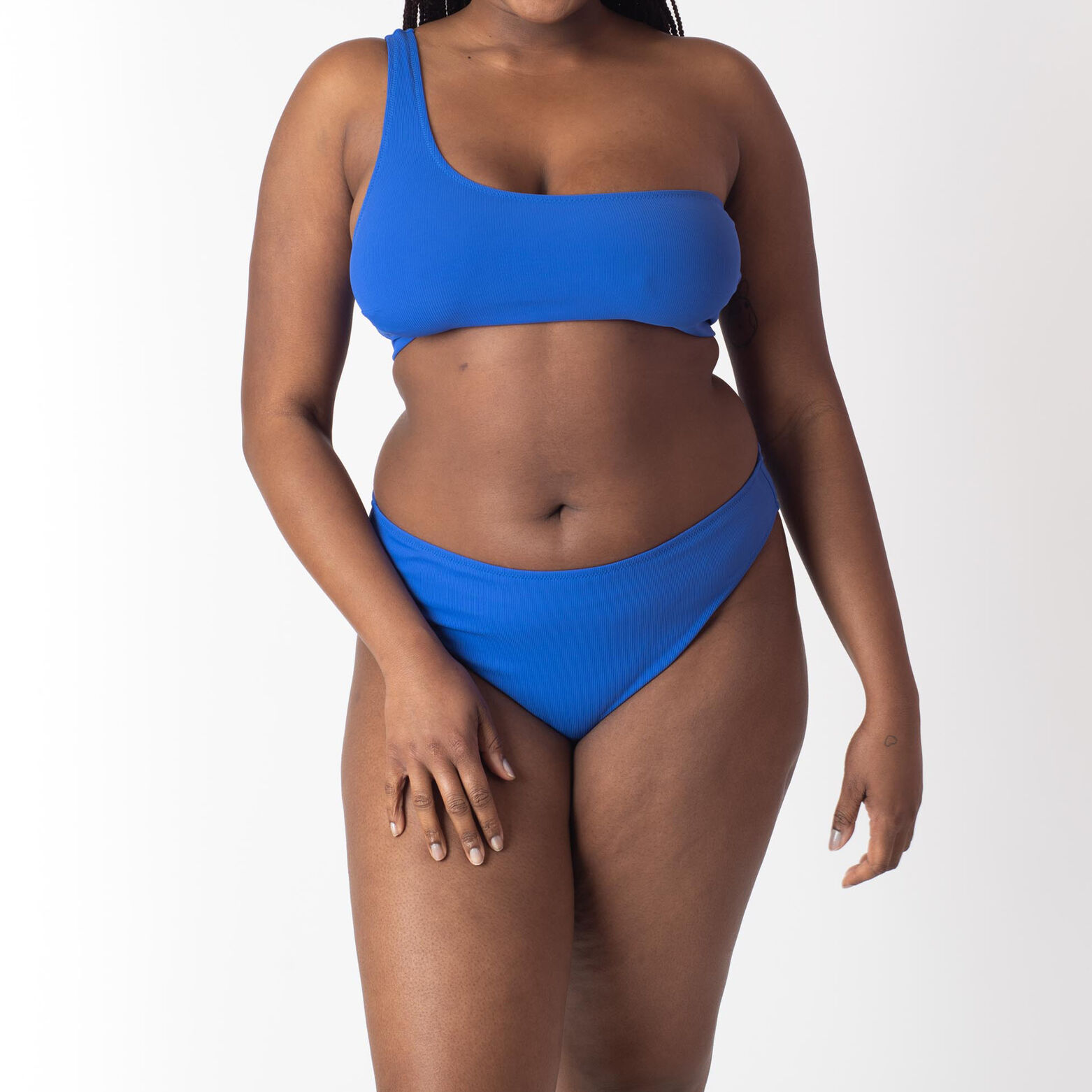 EMIE BRASSIERE ONE SHOULDER MAILLE COTEL BLEU