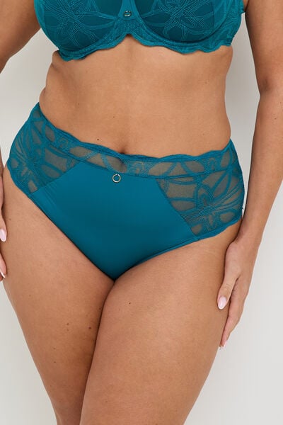 CULOTTE TAILLE HAUTE GRANDE TAILLE DENTELL TURQUOISE