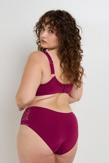 FRAN SHORTY GRANDE TAILLE DENTELLE PRUNE