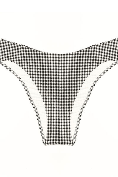Maillot culotte echancrée vichy BLANC/NOIR