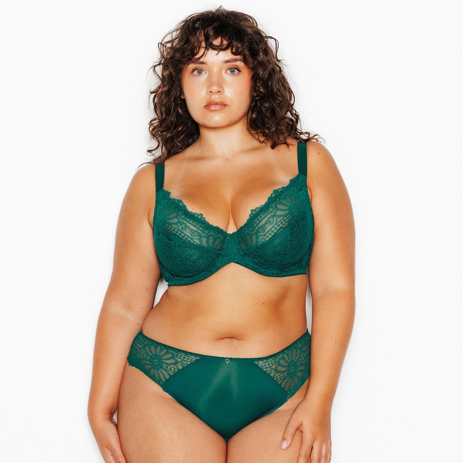 JANNEL SOUTIEN-GORGE EMBOITANT DENTELLE VERT FONCE