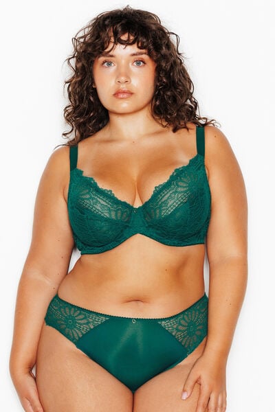 JANNEL SOUTIEN-GORGE EMBOITANT DENTELLE VERT FONCE