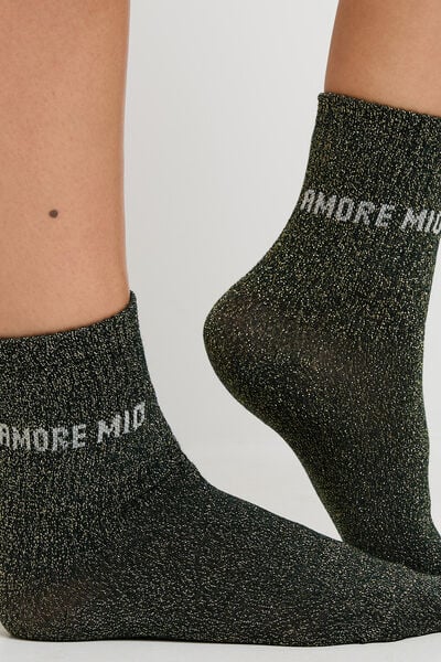 PAIRE DE CHAUSSETTES LUREX VERT FONCE
