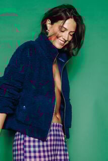FLORAL VESTE FOURRURE BLEU