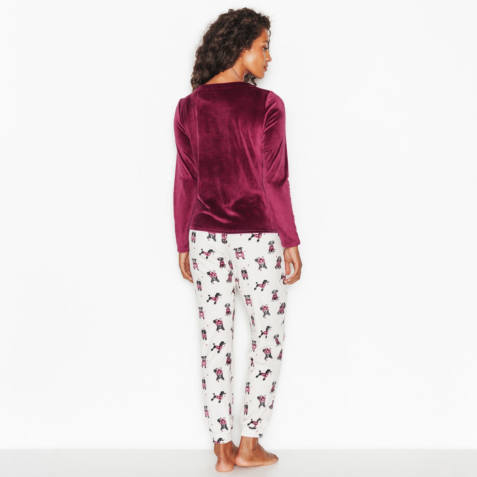 HOANI PYJAMA 2 PIECES VELOURS BORDEAUX