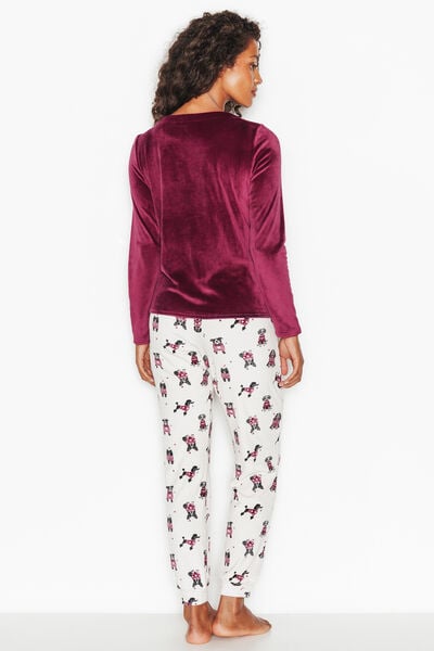 PYJAMA 2 PIECES VELOURS BORDEAUX