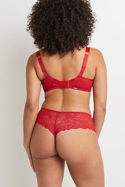 DENTELLE SHORTY STRING DENTELLE ROUGE
