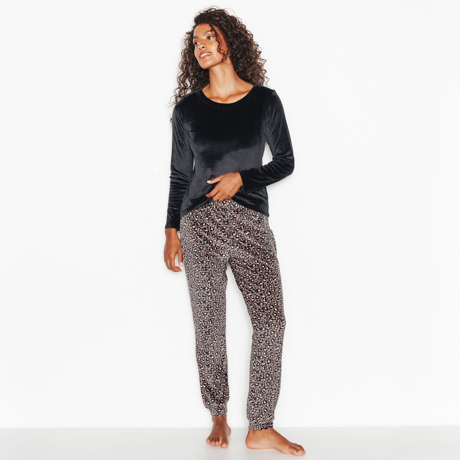 HOANI PYJAMA 2 PIECES VELOURS MULTICO NOIR