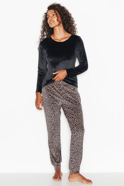 PYJAMA 2 PIECES VELOURS MULTICO NOIR