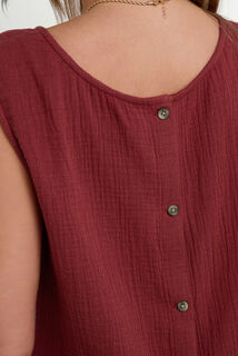 GOJI Top gaze de coton BORDEAUX